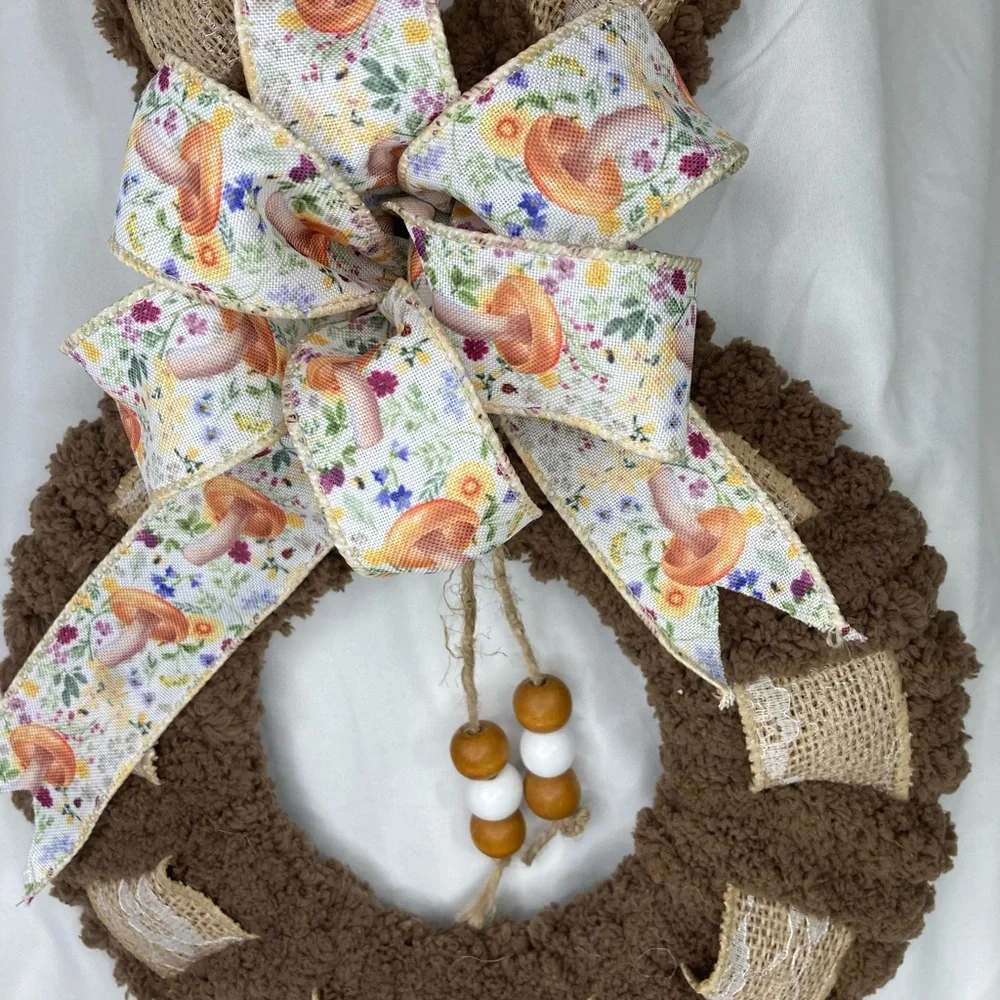 Brown Bunny Wreath with Floral Bow